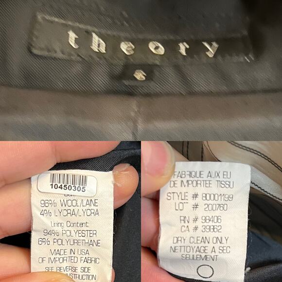 THEORY Black Gabe Blazer Jacket Single Breasted Wool Career Slim Stretch 6 GUC - Picture 5 of 8